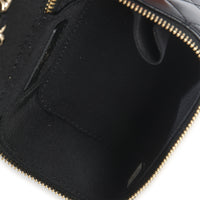 Chanel Black Quilted Lambskin Camelia Bow Chain Mini Vanity Case Handbag ad1