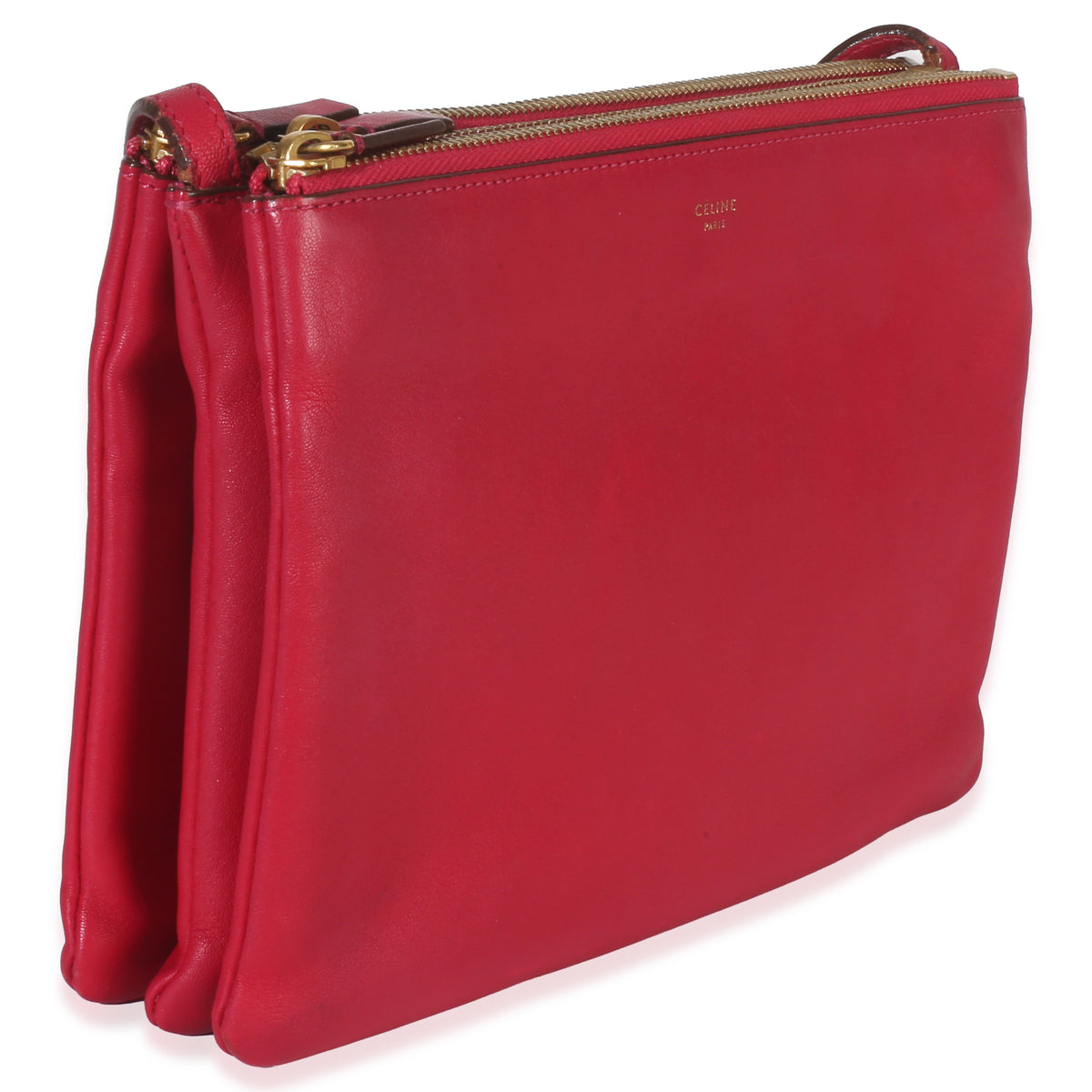 Celine Fuschia Lambskin Large Trio Crossbody Handbag pv