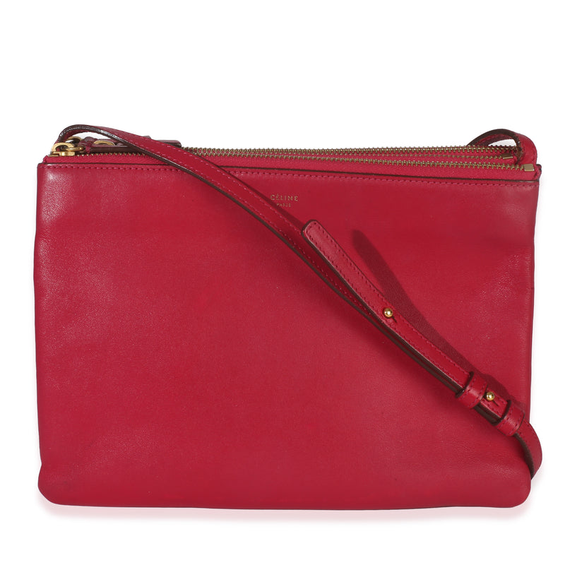 Fuschia Lambskin Large Trio Crossbody
