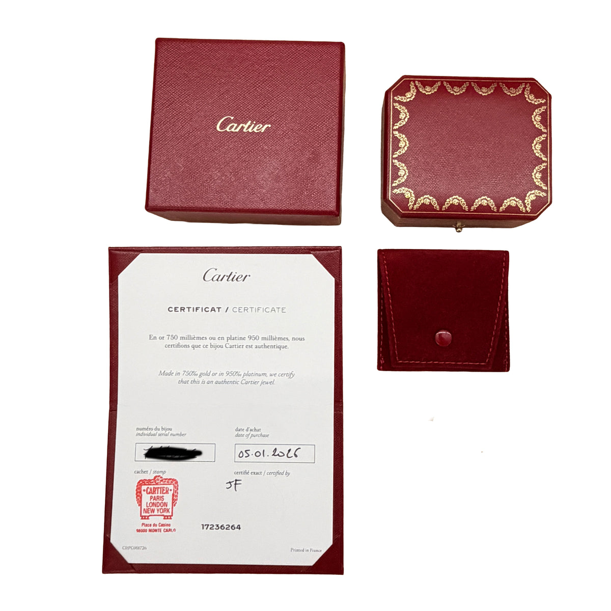 Cartier 3 Tone Gold  Mini Model Trinity Earrings box