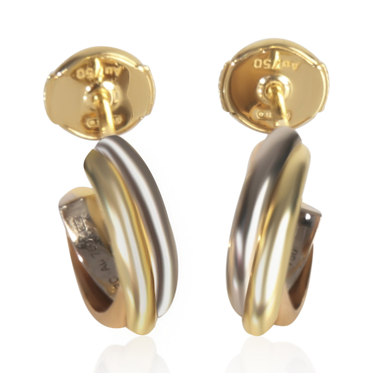 Cartier 3 Tone Gold  Mini Model Trinity Earrings fv