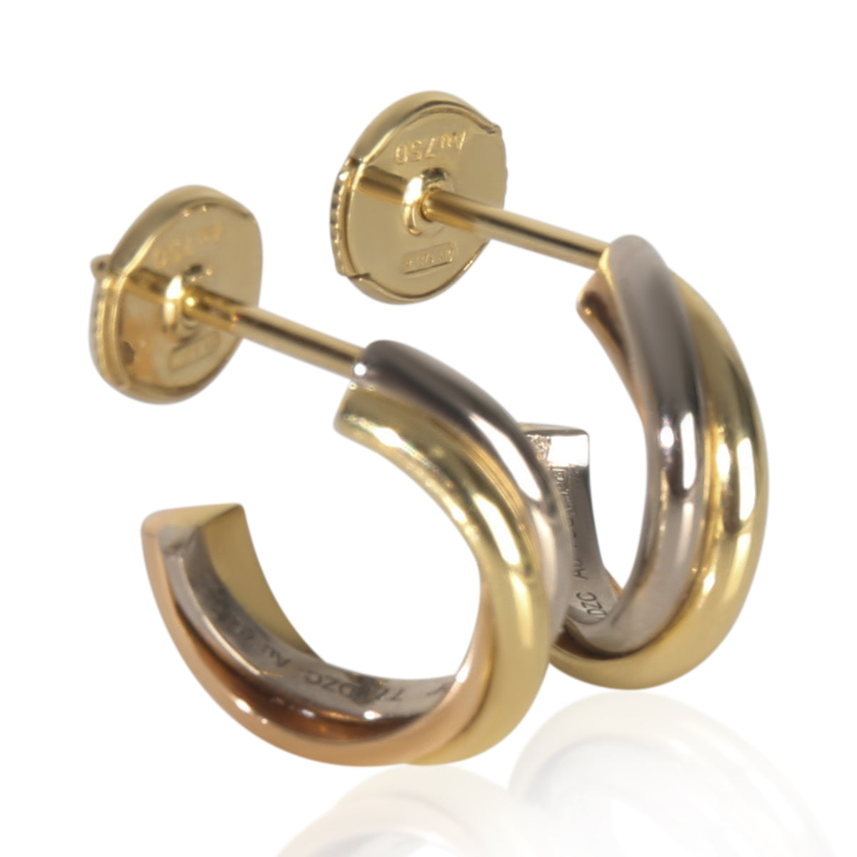 Cartier 3 Tone Gold  Mini Model Trinity Earrings sv