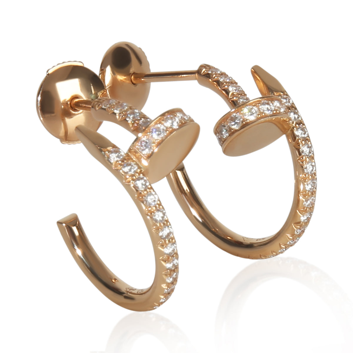 Cartier Rose Gold Diamond Small Model Juste Un Clou Earrings bv