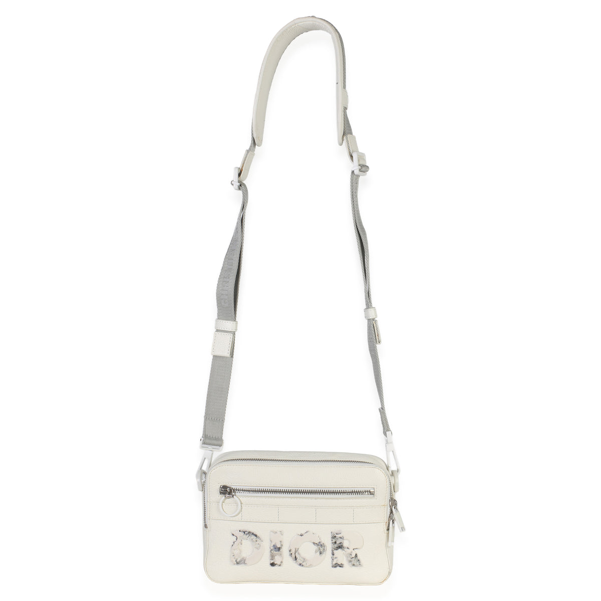 Christian Dior X DANIEL ARSHAM White Grained Calfskin Safari Messenger Handbag av