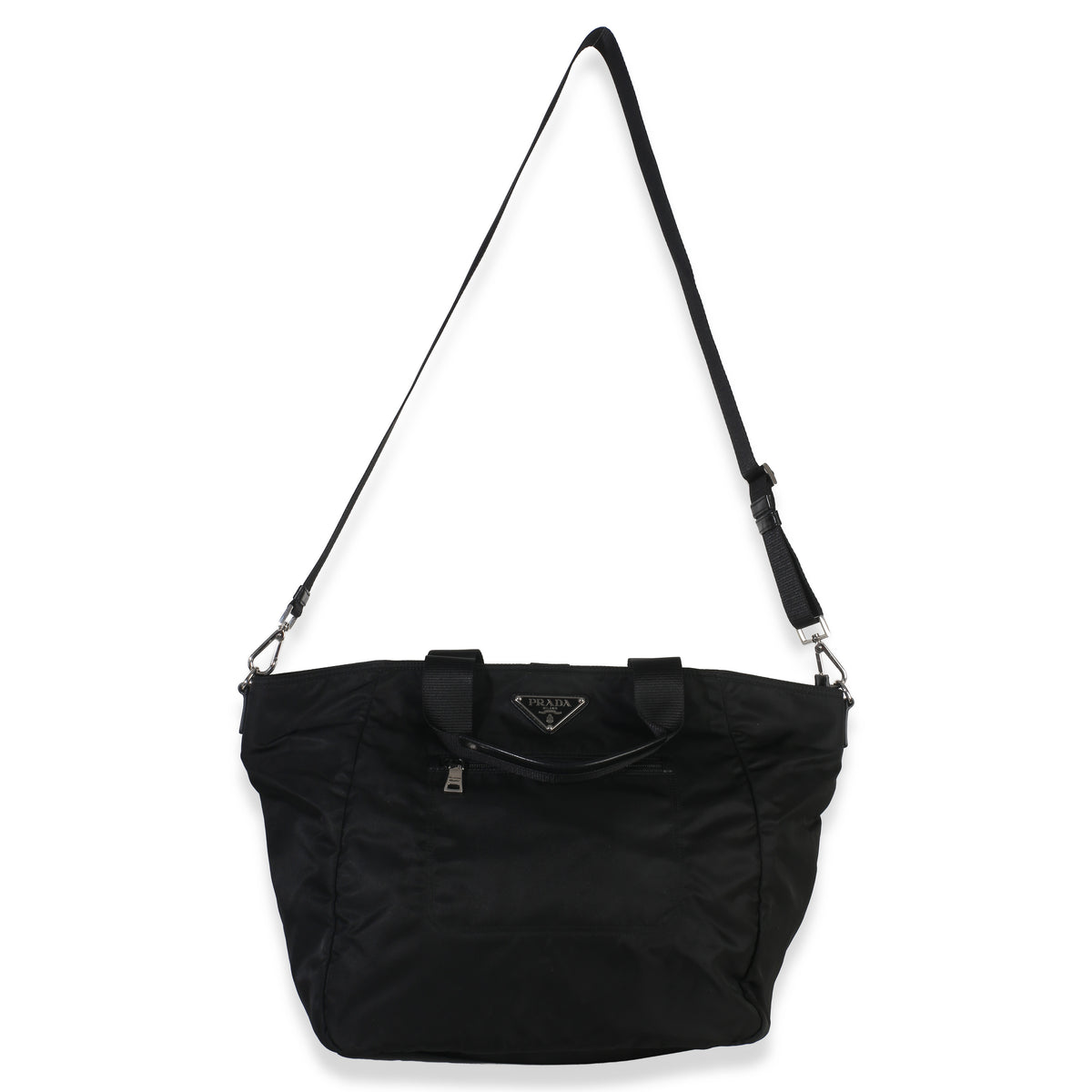 Prada Black Tessuto Saffiano Leather Large Weekender Tote Handbag av