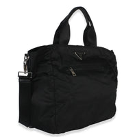 Prada Black Tessuto Saffiano Leather Large Weekender Tote Handbag pv