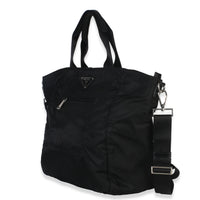 Prada Black Tessuto Saffiano Leather Large Weekender Tote Handbag sv