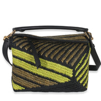 Loewe Anise Olive Raffia Calfskin Small Puzzle Bag Handbag fv