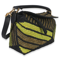 Loewe Anise Olive Raffia Calfskin Small Puzzle Bag Handbag pv