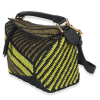 Loewe Anise Olive Raffia Calfskin Small Puzzle Bag Handbag sv