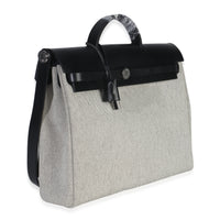 Hermès Vache Hunter Toile Ecru Black Herbag Zip Retourne Messenger 39 PHW Handbag pv