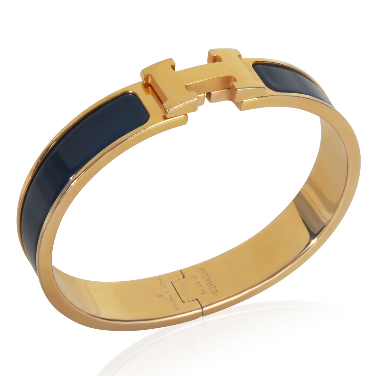 Hermès Gold Plated  Clic H In Ultramarine Bracelet bv