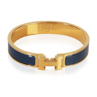 Hermès Gold Plated  Clic H In Ultramarine Bracelet fv