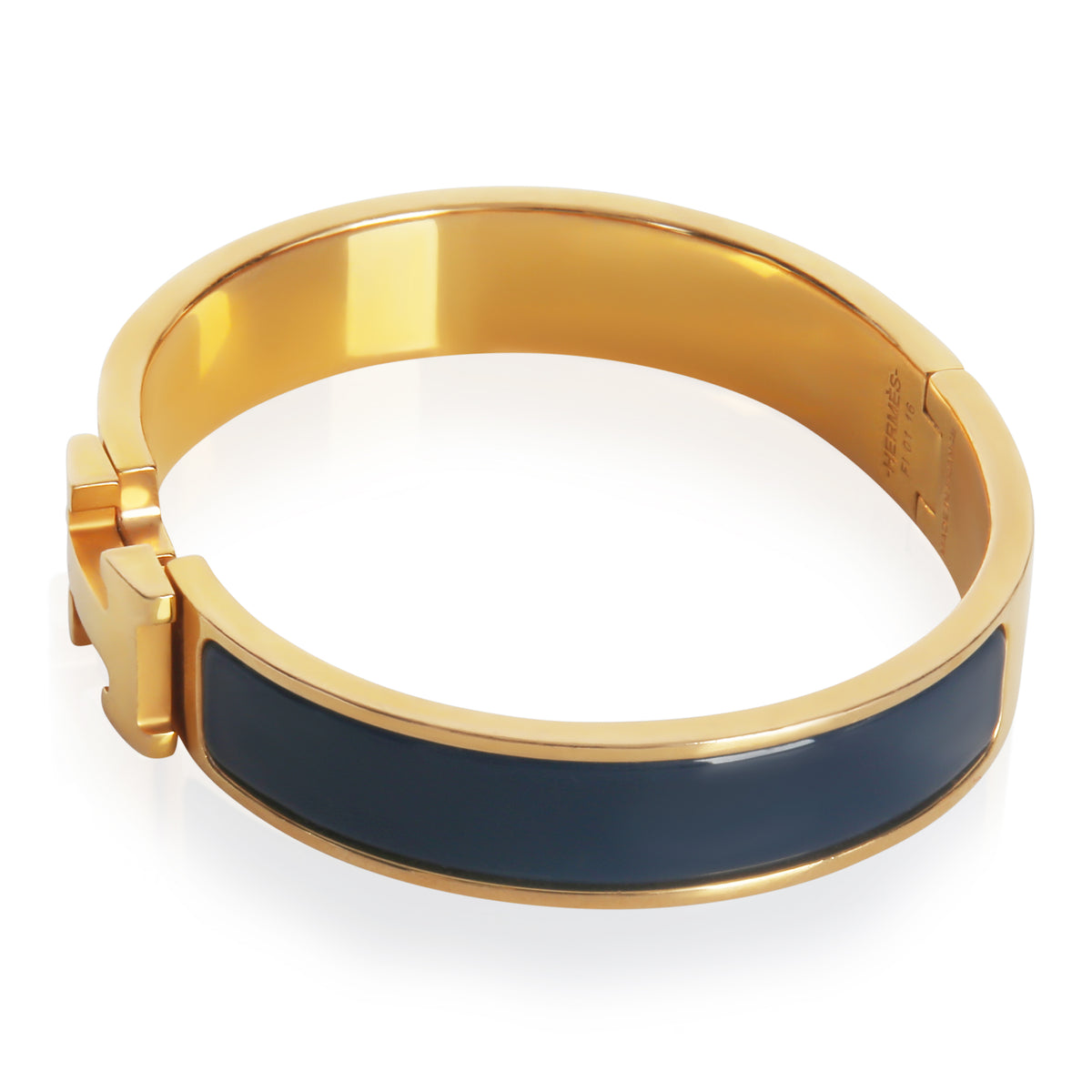 Hermès Gold Plated  Clic H In Ultramarine Bracelet sv