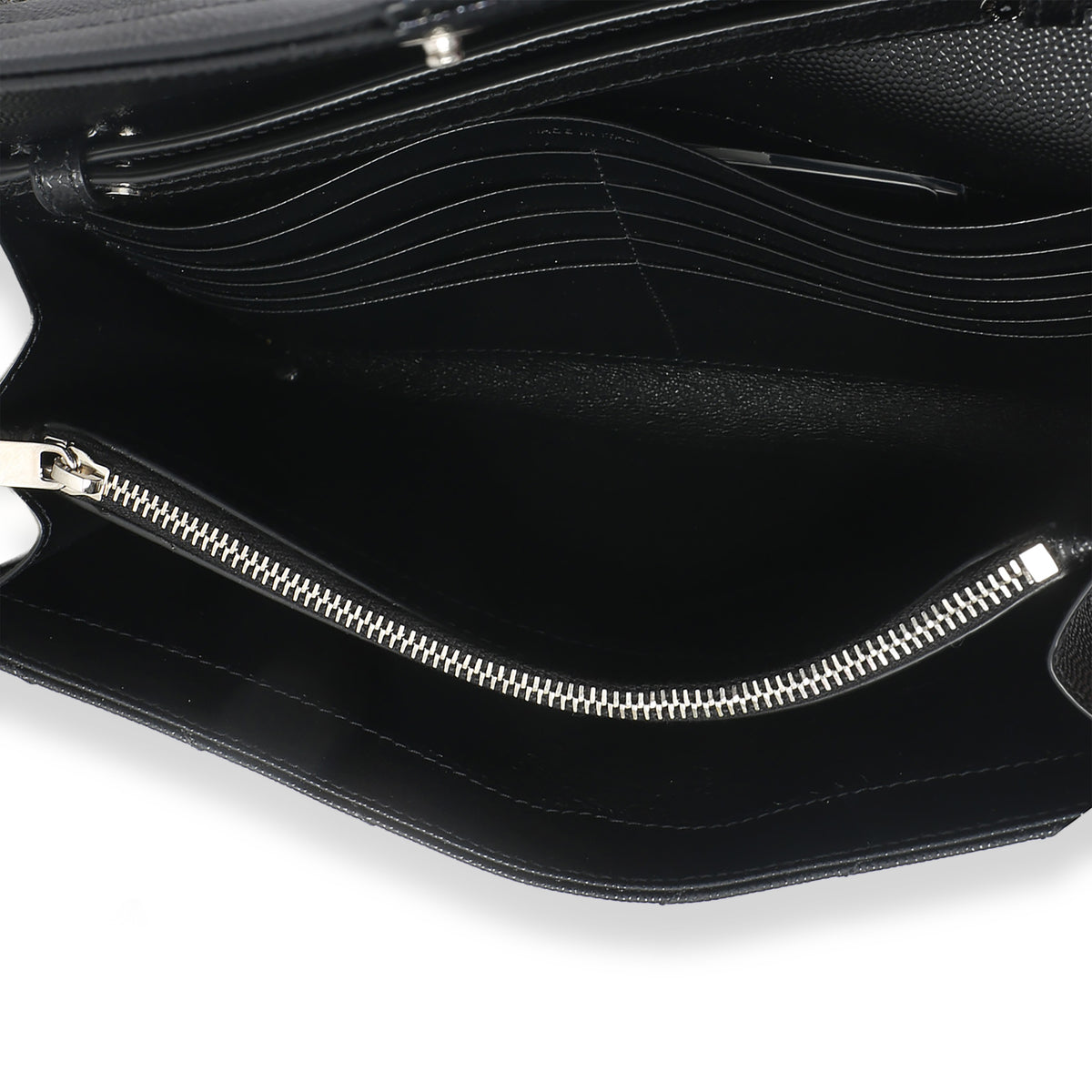 Saint Laurent Black Grain De Poudre Cassandre Chain Wallet Handbag ad1