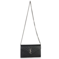 Saint Laurent Black Grain De Poudre Cassandre Chain Wallet Handbag av