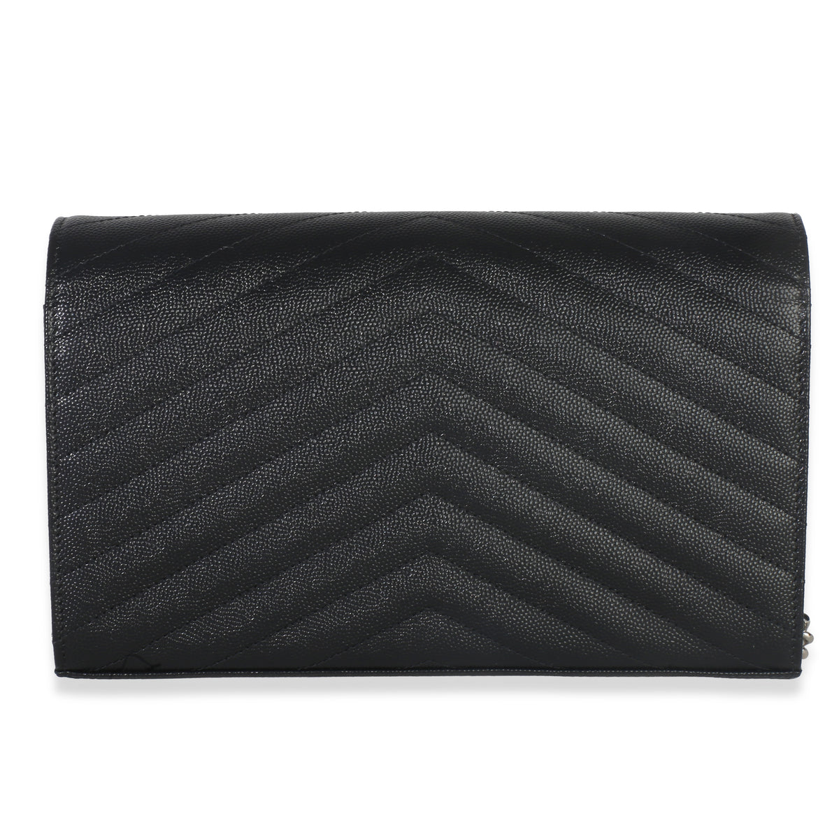 Saint Laurent Black Grain De Poudre Cassandre Chain Wallet Handbag bv