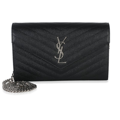 Black Grain De Poudre Cassandre Chain Wallet