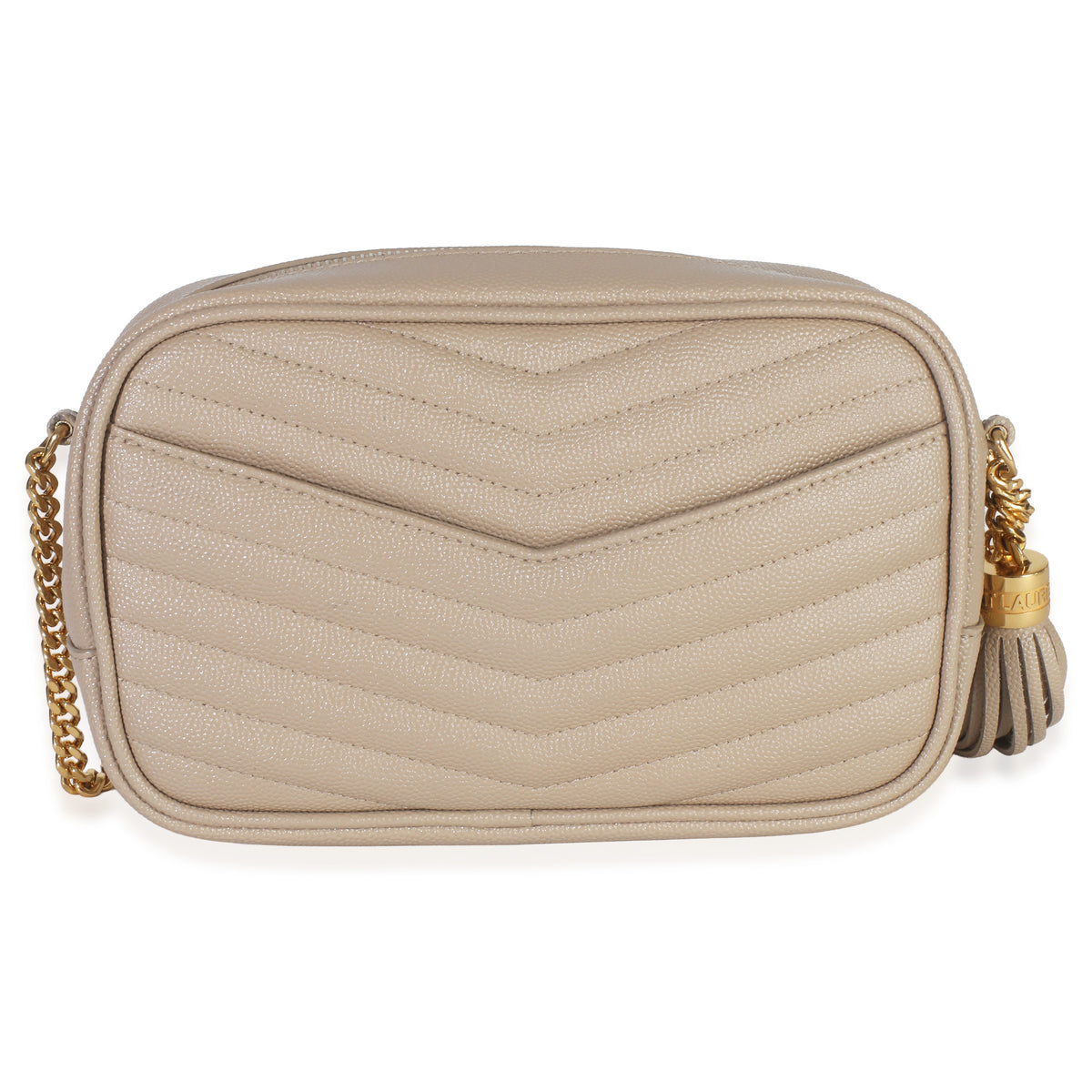 Saint Laurent Beige Grain De Poudre Matelasse Mini Lou Camera Bag Handbag bv