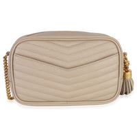 Saint Laurent Beige Grain De Poudre Matelasse Mini Lou Camera Bag Handbag bv