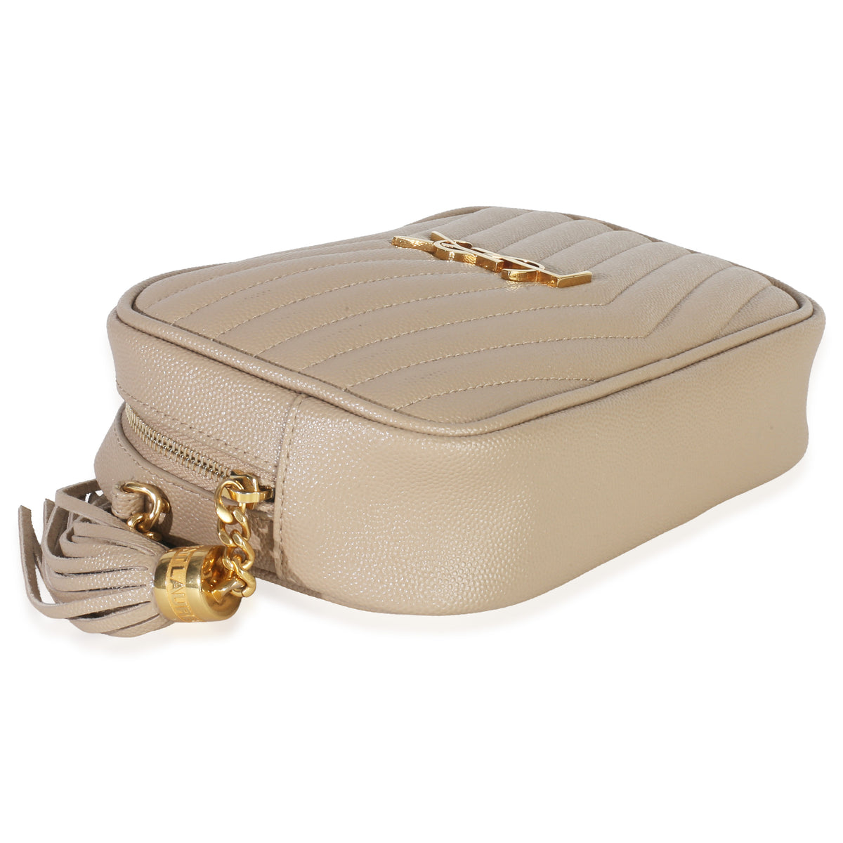 Saint Laurent Beige Grain De Poudre Matelasse Mini Lou Camera Bag Handbag clasp