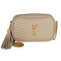 Saint Laurent Beige Grain De Poudre Matelasse Mini Lou Camera Bag Handbag fv