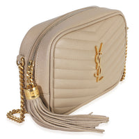 Saint Laurent Beige Grain De Poudre Matelasse Mini Lou Camera Bag Handbag pv