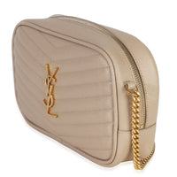 Saint Laurent Beige Grain De Poudre Matelasse Mini Lou Camera Bag Handbag sv