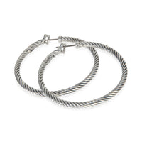 David Yurman Sterling Silver  Large Cable Hoop Earrings bv