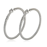 David Yurman Sterling Silver  Large Cable Hoop Earrings pv