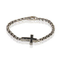 David Yurman Sterling Silver Diamond Cross Station Bracelet fv