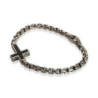 David Yurman Sterling Silver Diamond Cross Station Bracelet sv