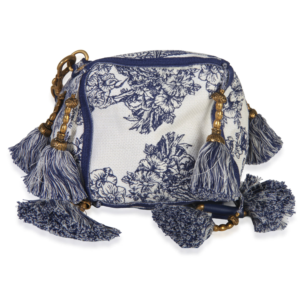 Christian Dior Blue Toile de Jouy Embroidery D Bubble Bucket Bag Handbag bv