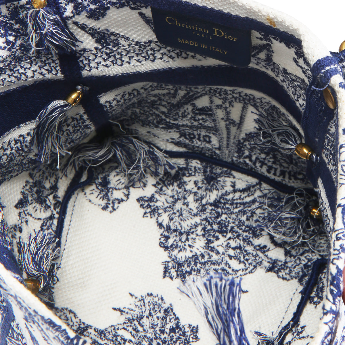 Christian Dior Blue Toile de Jouy Embroidery D Bubble Bucket Bag Handbag clasp