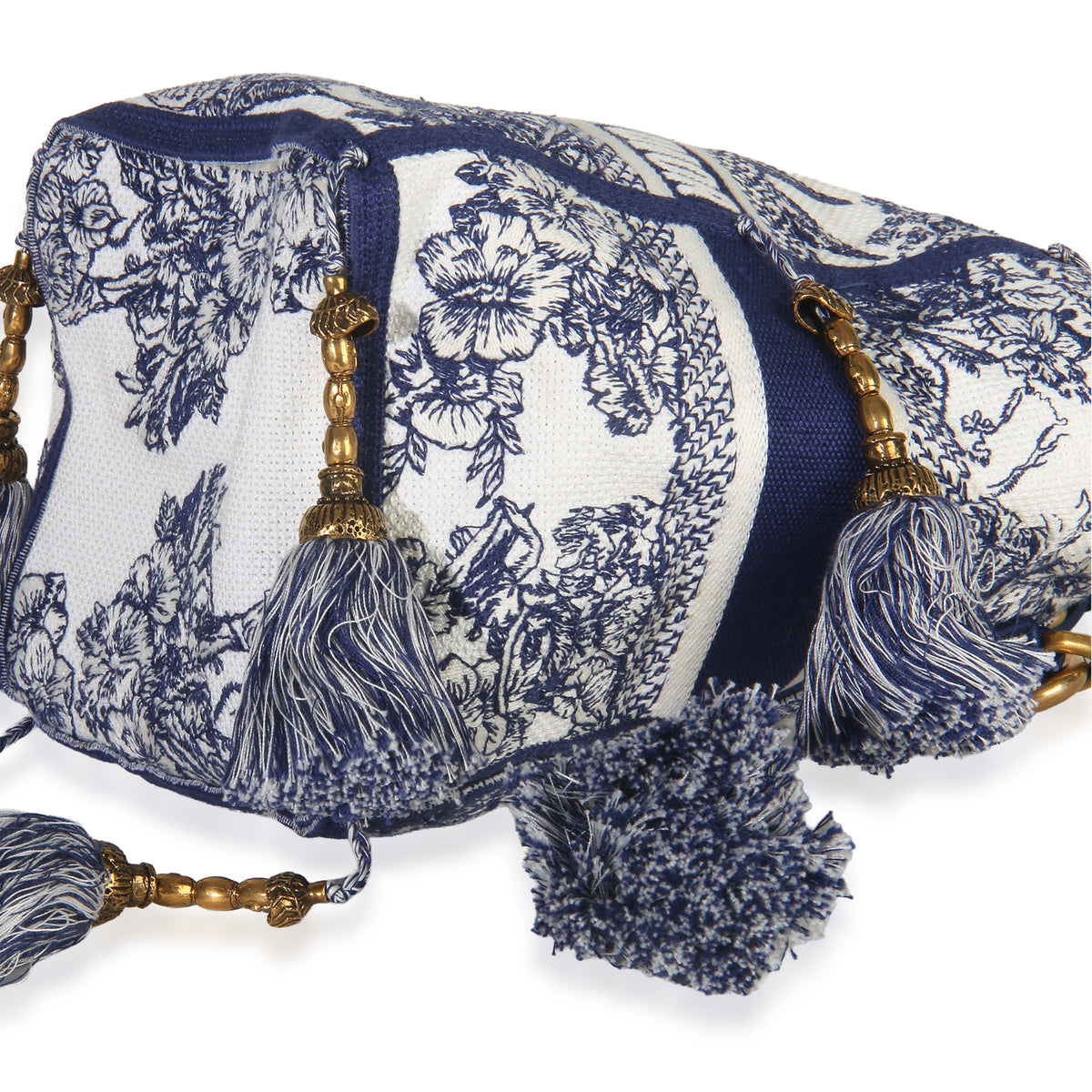 Christian Dior Blue Toile de Jouy Embroidery D Bubble Bucket Bag Handbag stamp