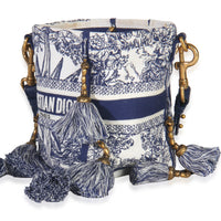 Christian Dior Blue Toile de Jouy Embroidery D Bubble Bucket Bag Handbag sv