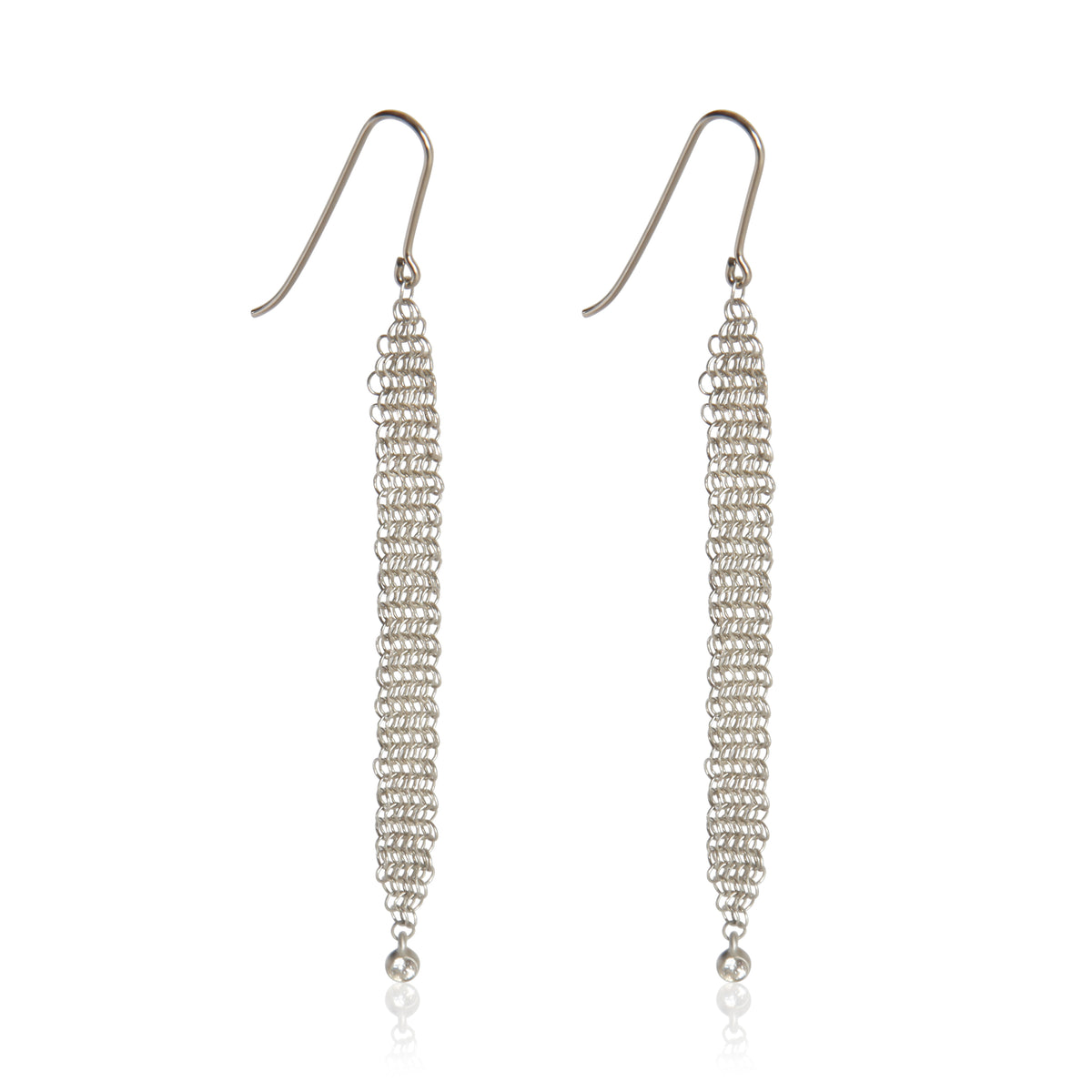 Tiffany & Co. Sterling Silver Diamond Elsa Peretti Mesh Earrings sv