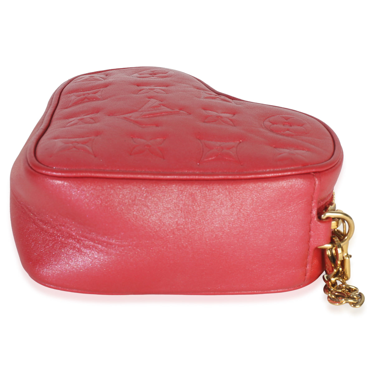 Louis Vuitton Red Monogram Lambskin Embossed Sac Coeur Heart On Chain Bag Handbag box