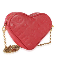 Louis Vuitton Red Monogram Lambskin Embossed Sac Coeur Heart On Chain Bag Handbag bv