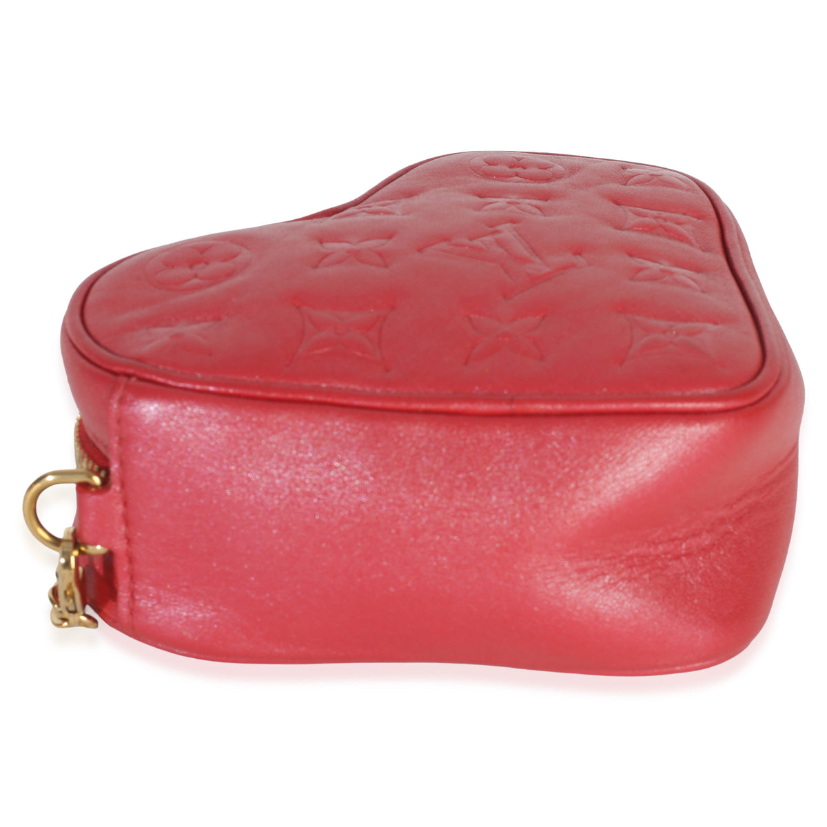 Louis Vuitton Red Monogram Lambskin Embossed Sac Coeur Heart On Chain Bag Handbag clasp