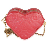 Louis Vuitton Red Monogram Lambskin Embossed Sac Coeur Heart On Chain Bag Handbag stamp