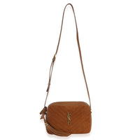 Saint Laurent Cinnamon Suede Matelasse Monogram Lou Camera Handbag ad1