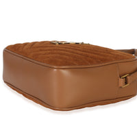 Saint Laurent Cinnamon Suede Matelasse Monogram Lou Camera Handbag clasp