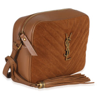 Saint Laurent Cinnamon Suede Matelasse Monogram Lou Camera Handbag pv