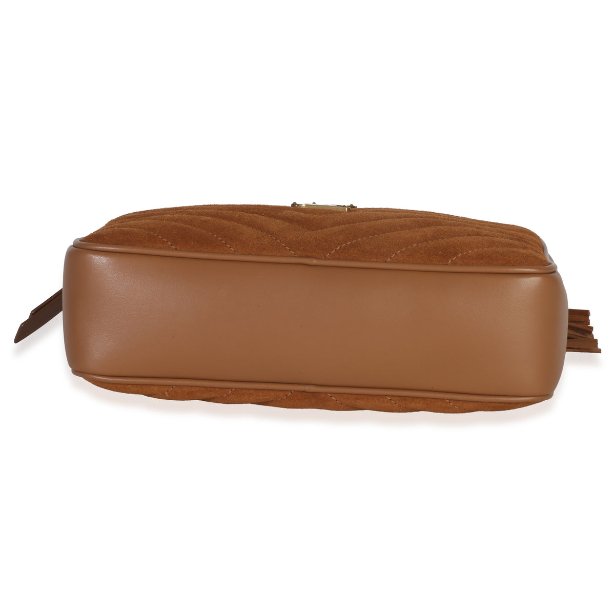 Saint Laurent Cinnamon Suede Matelasse Monogram Lou Camera Handbag stamp