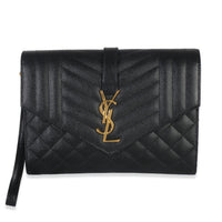 Black Grain De Poudre Triquilt Monogram Clutch