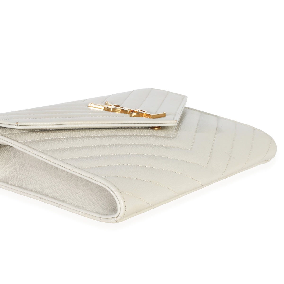 Saint Laurent Creama Soft Grain De Poudre Triquilt Monogram Clutch Handbag clasp