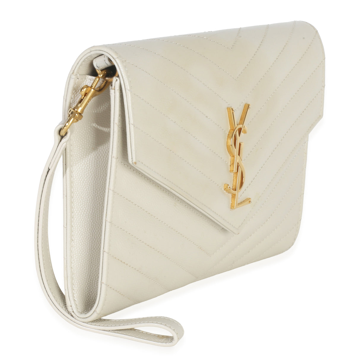 Saint Laurent Creama Soft Grain De Poudre Triquilt Monogram Clutch Handbag pv