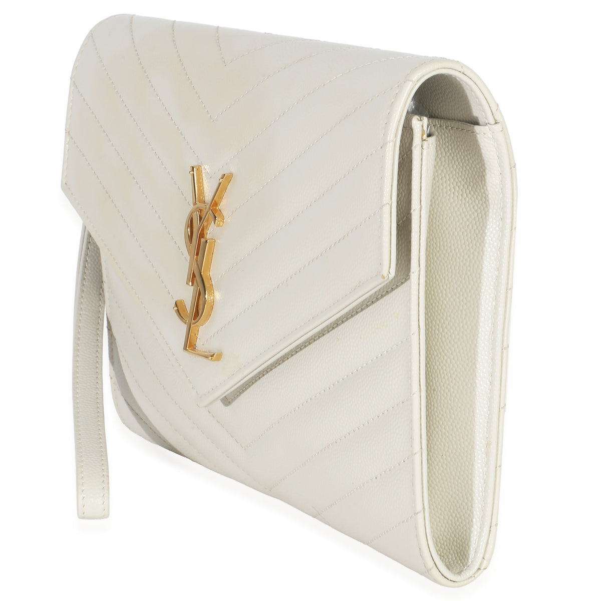Saint Laurent Creama Soft Grain De Poudre Triquilt Monogram Clutch Handbag sv