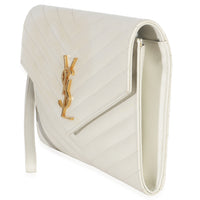 Saint Laurent Creama Soft Grain De Poudre Triquilt Monogram Clutch Handbag sv